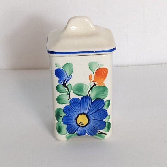 Vintage Ditmar Urbach Spice Jar Czechoslovakia Hand Paint Lid Container Ceramics - Picture 7 of 10